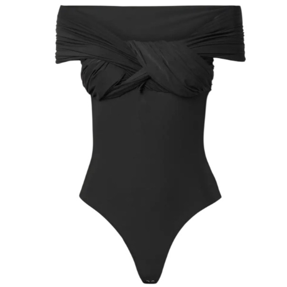 GOLDSIGN The Odette Off the Shoulder Twist Front Ruched Bodysuit - Picture 2 of 7